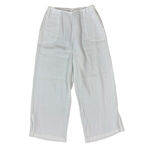 Habitat White Cotton Gauze Cropped Pants S Lightweight Casual Summer‎
